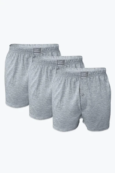 Kapbirtane Malabadi Erkek Geniş Kalıp Büyük Beden %100 Pamuk Battal Boxer 90024- 3 Adet  Füme 6XL - Resim 7