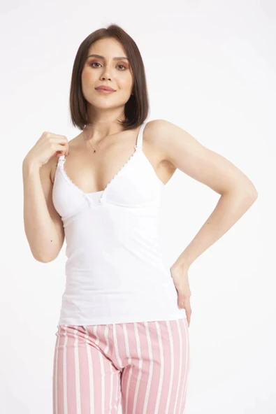 Kapbirtane Kadın Emzirme Likralı Atlet 2013 - 1 Adet  Siyah 100B - Resim 4