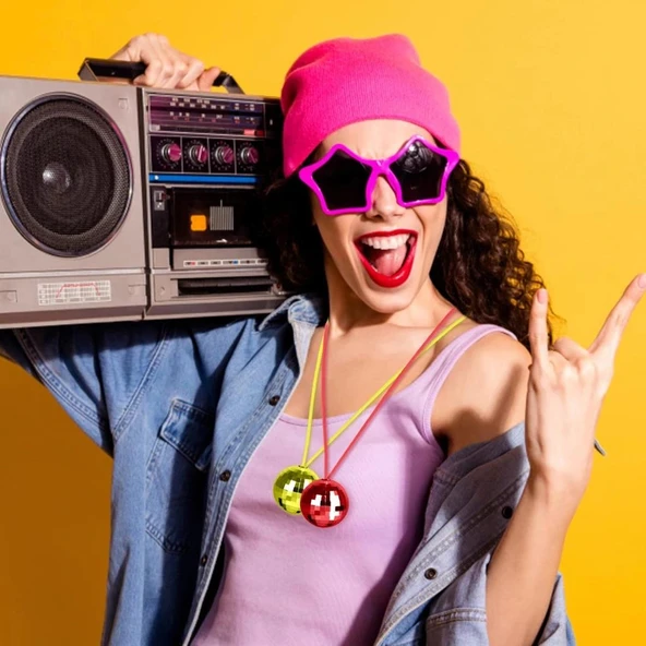 Nessiworld 70'ler 80'ler ve 90'lar Temalı Disko Topu Kolye Seti 6 Adet - 3