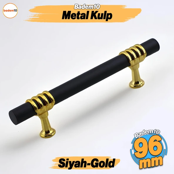 Eylül Mobilya Mutfak Dolabı Çekmece Dolap Kulpları Kapak Kulpu Kulbu Siyah Altın 96 mm Metal Kulp
