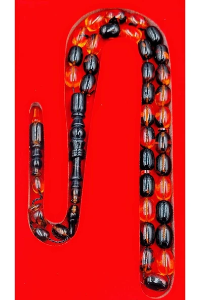 SİYAH-TURUNCU HALKALI İMAME KATALİN TESPİH - Resim 3