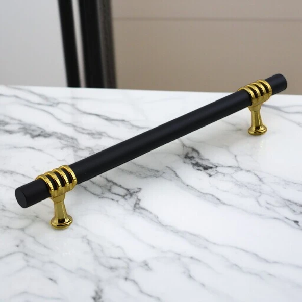 Eylül Mobilya Mutfak Dolabı Çekmece Dolap Kulpları Kapak Kulpu Kulbu Siyah Altın 160 mm Metal Kulp - 7