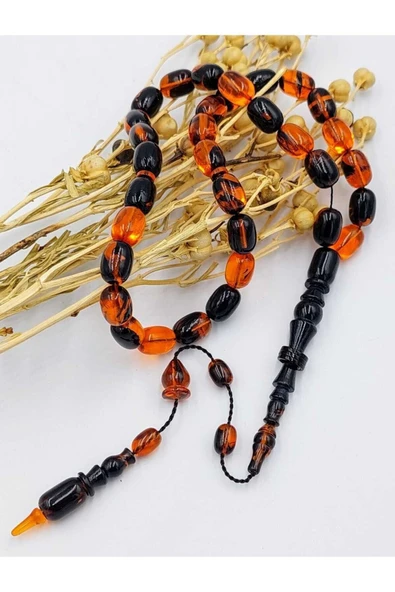 SİYAH-TURUNCU HALKALI İMAME KATALİN TESPİH - Resim 4