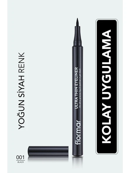 Flormar Ultra Ince Uçlu Eyeliner (SİYAH) - Ultra Thin Eyeliner - 001 Black