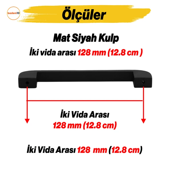 Zehra Kulp 128 mm Siyah Metal Mutfak Mobilya Çekmece Mutfak Dolap Dolabı Kulpları Kapak Kulbu 12.8 cm - 2