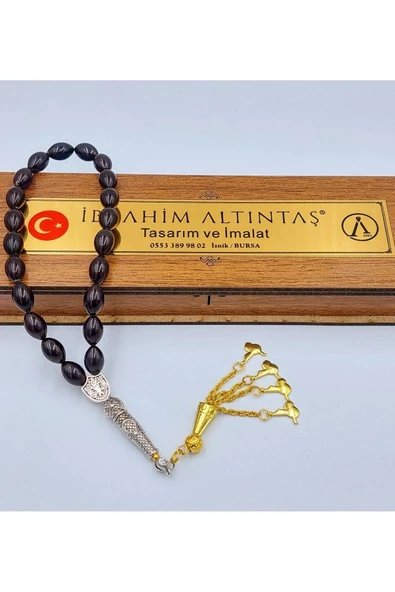 Bilek Boy Siyah Mavi Alpaka Püsküllü Ateş Kehribar Tespih - 5