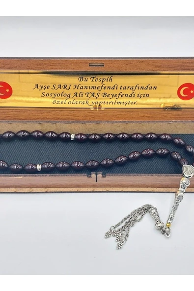Siyah-mavi Üzüm Salkımı Alpaka Püsküllü Arpa Kesim Ateş Kehribar Tespih - 3