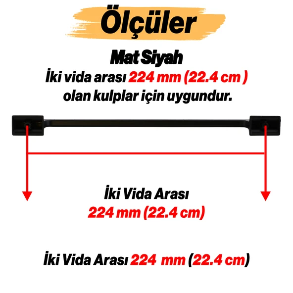 Afra Metal Mat Siyah Kulp 224 mm 22.4 cm Mobilya Çekmece Mutfak Dolabı Dolap Kapak Kulp Kulb Kulpu - 2