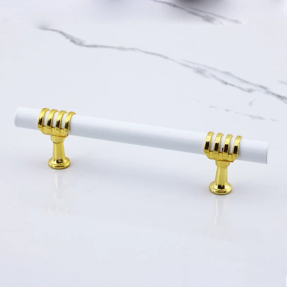 Eylül Mobilya Mutfak Dolabı Çekmece Dolap Kulpları Kapak Kulpu Kulbu Beyaz Altın 96 mm Metal Kulp - Resim 7