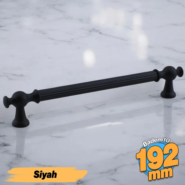 Kudret (192 mm - 19.2 cm) Mat Siyah Metal Mobilya Mutfak Çekmece Dolap Dolabı Kulbu Kulpu Kulpları