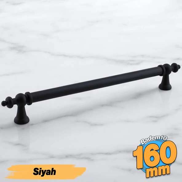 Osmanlı (160 mm - 16 cm) Mat Siyah Metal Mobilya Mutfak Çekmece Dolap Dolabı Kulbu Kulpu Kulpları