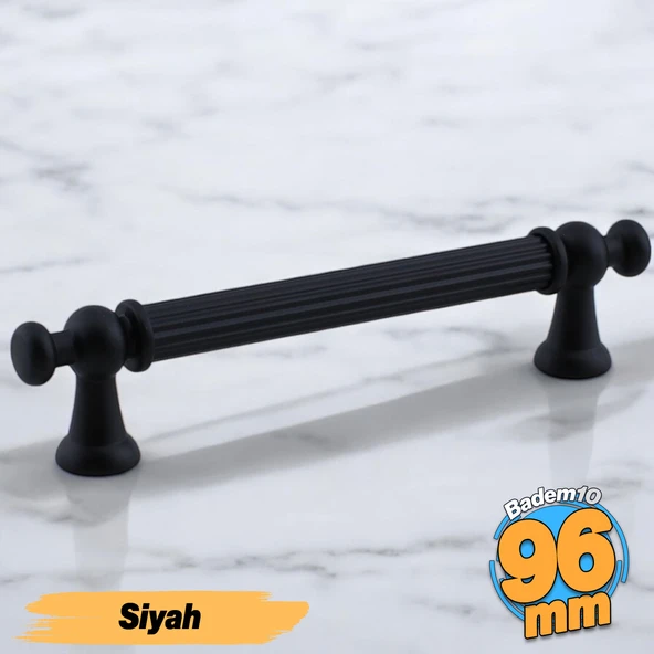 Selçuklu (96 mm - 9.6 cm) Mat Siyah Metal Mobilya Mutfak Çekmece Dolap Dolabı Kulbu Kulpu Kulpları