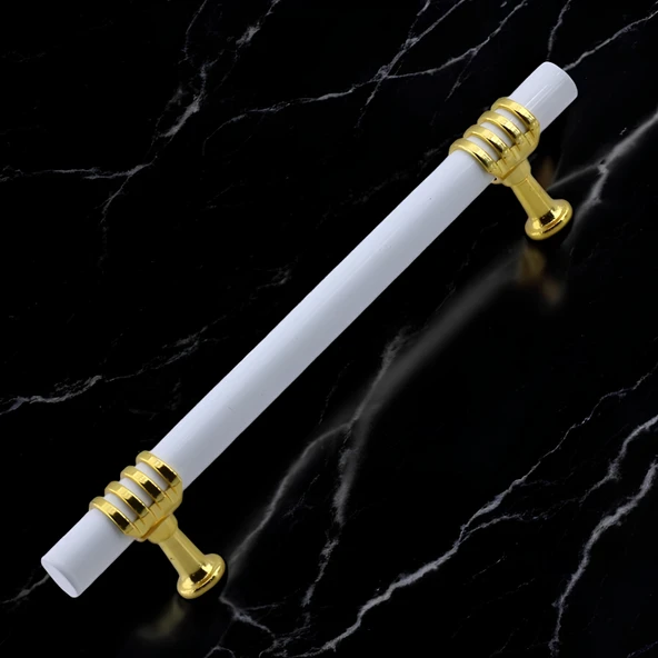 Eylül Mobilya Mutfak Dolabı Çekmece Dolap Kulpları Kapak Kulpu Kulbu Beyaz Altın 128 mm Metal Kulp - 5