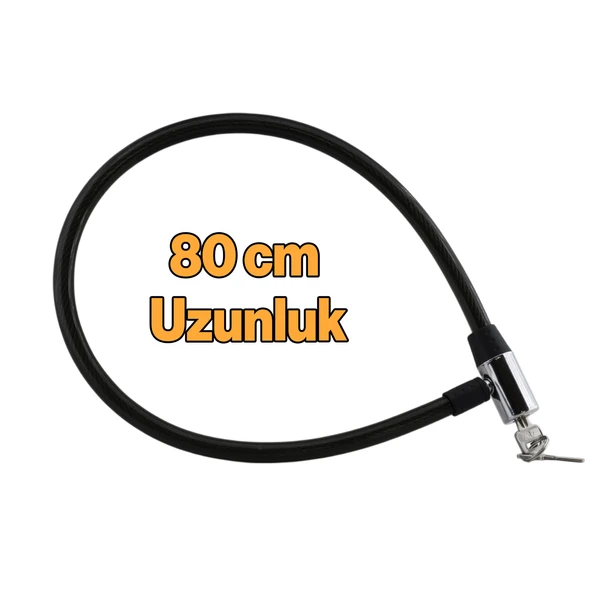 Bisiklet Kilidi 80 cm Halat Zincir Kilit Motosiklet Çelik Kilit Çap 14 Ø  Hırsız Önleme Güvenlik - 2