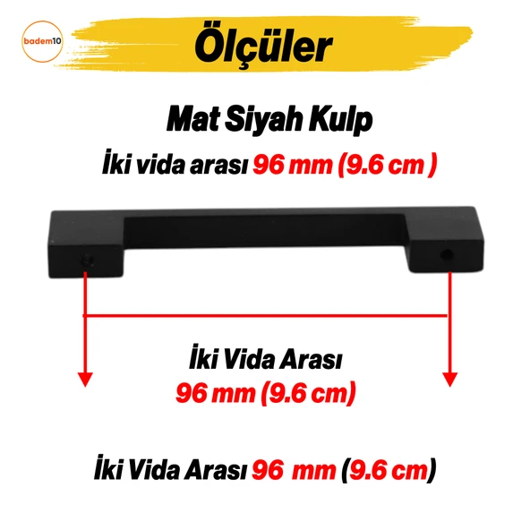 Dar Köprü Kulp 96 mm Siyah Metal Mutfak Mobilya Çekmece Mutfak Dolap Dolabı Kulp Kapak Kulbu 9.6 cm - 2