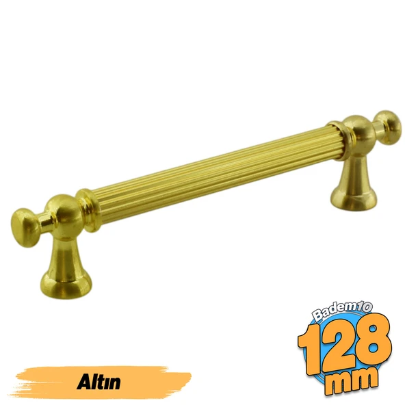 Selçuklu (128 mm - 12.8 cm) Gold Metal Mobilya Mutfak Çekmece Dolap Dolabı Kulbu Kulpu Kulpları