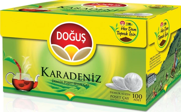 Doğuş Karadeniz Bergamot Aromalı 3.2 gr 100'lü 6 Adet Demlik Poşet Çay ürün görseli