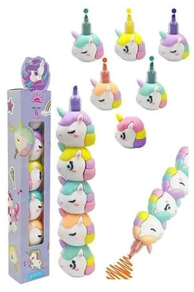 Unicorn Fosforlu Kalem Yumurtlayan 1 Paket 5 Renk Unicorn Figürlü İşaret Kalemi Mini 5 li Fosforlu Kalem