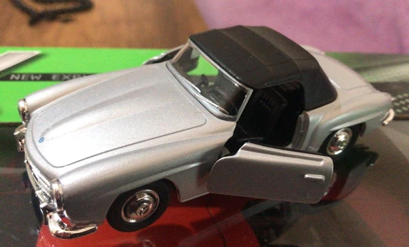 Model Metal Araba 1/36 Çek Bırak 1955 Gri Mercedes Benz 190sl - 4