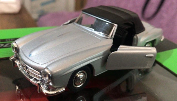 Model Metal Araba 1/36 Çek Bırak 1955 Gri Mercedes Benz 190sl - 3