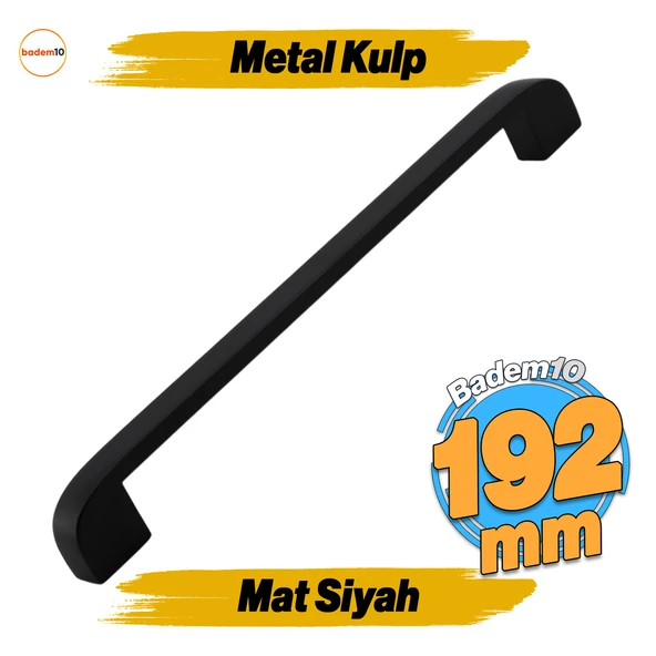 Zehra (192 mm - 19.2 cm) Mat Siyah Metal Mobilya Mutfak Çekmece Dolap Dolabı Kulbu Kulpu Kulpları ürün görseli