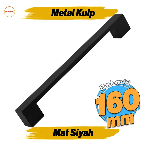 Dar Köprü (160 mm - 16 cm) Mat Siyah Metal Mobilya Mutfak Çekmece Dolap Dolabı Kulbu Kulpu Kulpları