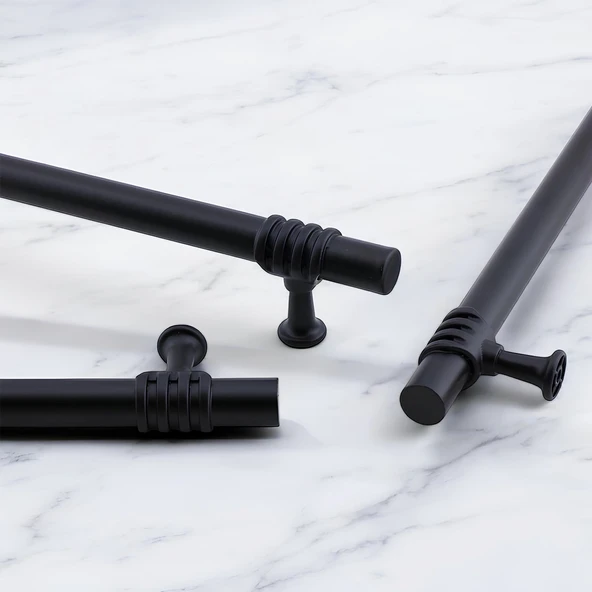 Eylül (224 mm - 22.4 cm) Siyah Metal Mobilya Mutfak Çekmece Dolap Dolabı Kapak Kulbu Kulpu Kulpları - 3