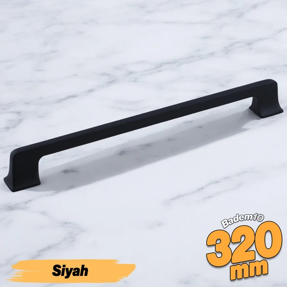 Gediz (320 mm - 32 cm) Mat Siyah Metal Mobilya Mutfak Çekmece Dolap Dolabı Kulbu Kulpu Kulpları