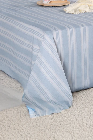 Upstyle Sport Çizgili Çarşaf + Yastık Kılıfı  Seti Çift Kişilik Soft Line Gri - Resim 3