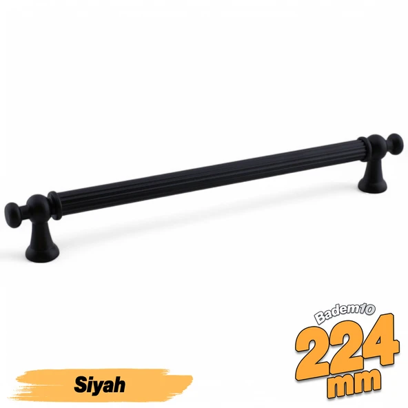 Selçuklu (224 mm - 22.4 cm) Siyah Metal Mobilya Mutfak Çekmece Dolap Dolabı Kulbu Kulpu Kulpları
