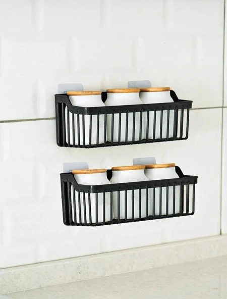 Yapışkanlı Plastik Banyo Rafı İkili Banyo Düzenleyici Duş Rafı Organizer Şampuanlık - 4