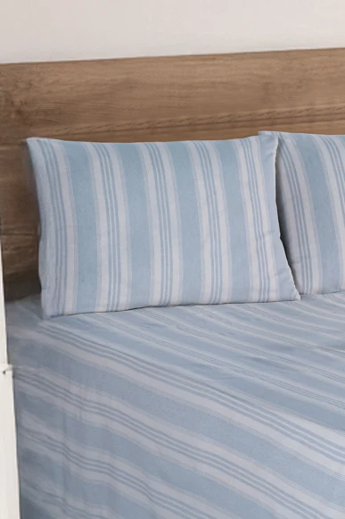 Upstyle Sport Çizgili Çarşaf + Yastık Kılıfı  Seti Çift Kişilik Soft Line Gri - Resim 2