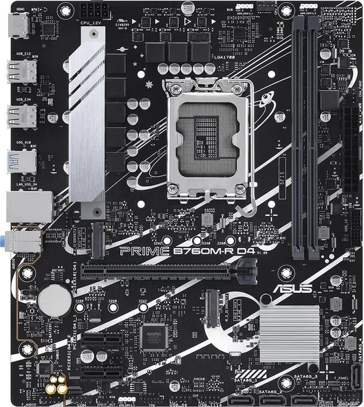 Asus Prime B760M-R D4 Intel B760 5333 MHz (OC) DDR4 Soket 1700 mATX Anakart - 3