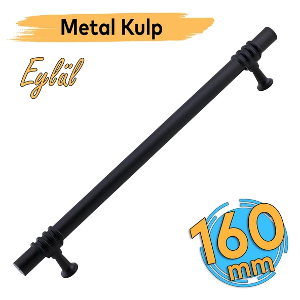 Eylül (160 mm - 16 cm) Siyah Metal Mobilya Mutfak Çekmece Dolap Dolabı Kapak Kulbu Kulpu Kulpları
