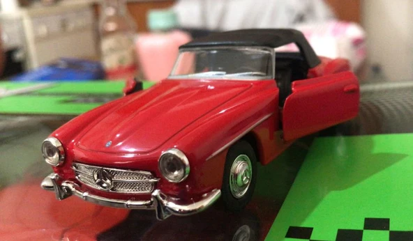 Model Metal Araba 1/36 Çek Bırak 1955 Kırmızı Mercedes Benz 190sl - 2