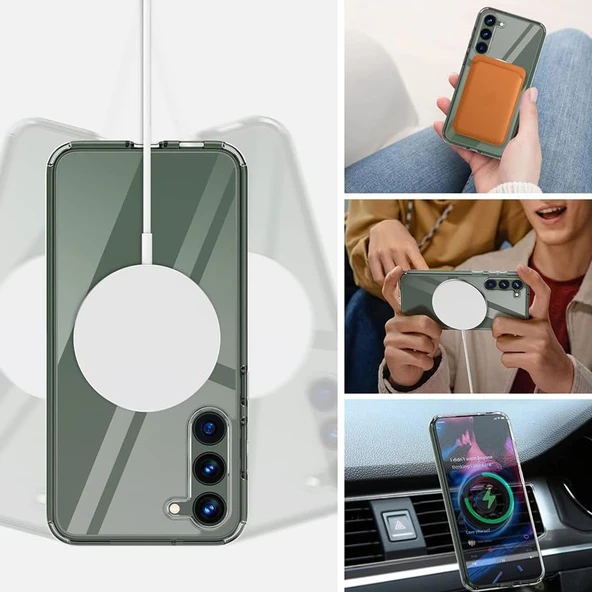 Samsung Galaxy S23 Kılıf Magsafe Özellikli Şeffaf Silikon Kapak - 2