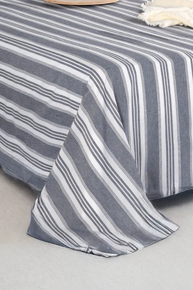 Upstyle Sport Çizgili Çarşaf + Yastık Kılıfı  Seti Çift Kişilik Soft Line Antrasit - Resim 3