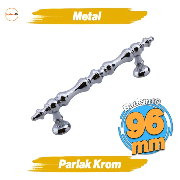 Nilay Parlak Krom Metal Kulp 96 mm - 9.6 cm Mobilya Çekmece Mutfak Dolabı Dolap Kulpları Kulbu Kulpu
