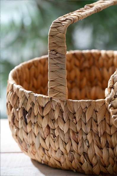 Acar 298 Wicker Kapaklı Oval Hasır Piknik Sepeti 38 x 30 x 18 Cm - 3