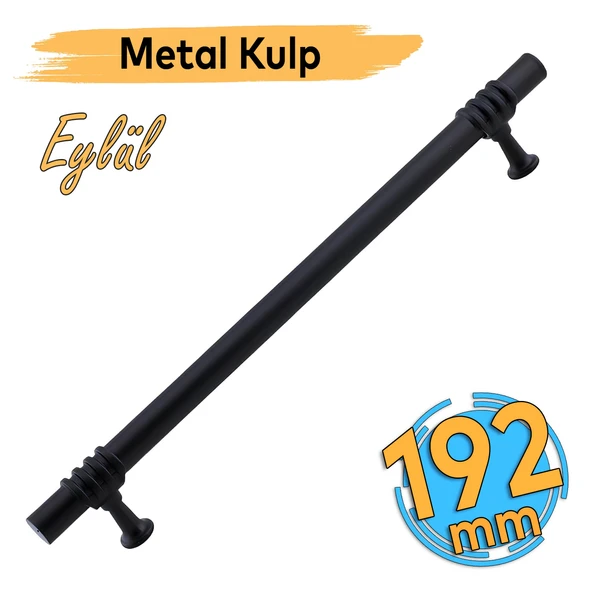 Eylül (192 mm - 19.2 cm) Siyah Metal Mobilya Mutfak Çekmece Dolap Dolabı Kapak Kulbu Kulpu Kulpları ürün görseli