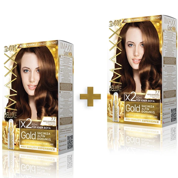 MAXX DELUXE GOLDEN BEAUTY 7 7 Koyu Karamel Set Boya 2 li Kutu