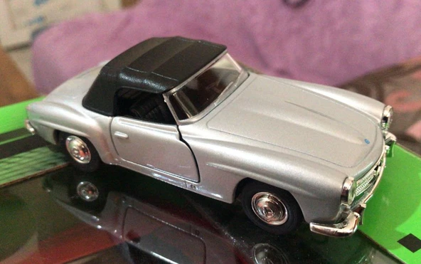 Model Metal Araba 1/36 Çek Bırak 1955 Gri Mercedes Benz 190sl - 5