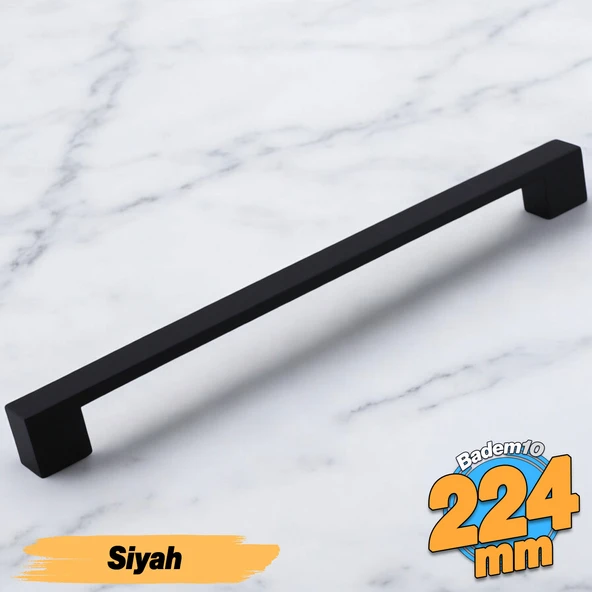 Orta Köprü (224 mm - 22.4 cm) Siyah Metal Mobilya Mutfak Çekmece Dolap Dolabı Kulbu Kulpu Kulpları