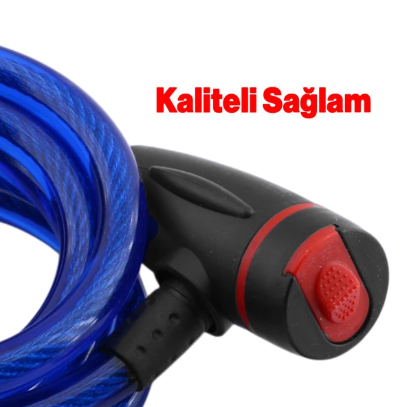 Bisiklet Halat Zincir Kilit 150 cm Motosiklet Çelik Kilit Çap 12 mm Ø  Hırsız Önleme Güvenlik 1 Adet - 4
