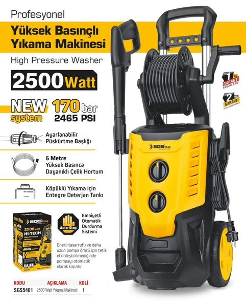 SGS5401 - Elektrikli 170 BAR Basınçlı Araba Yıkama Makinesi 220 Volt - 2