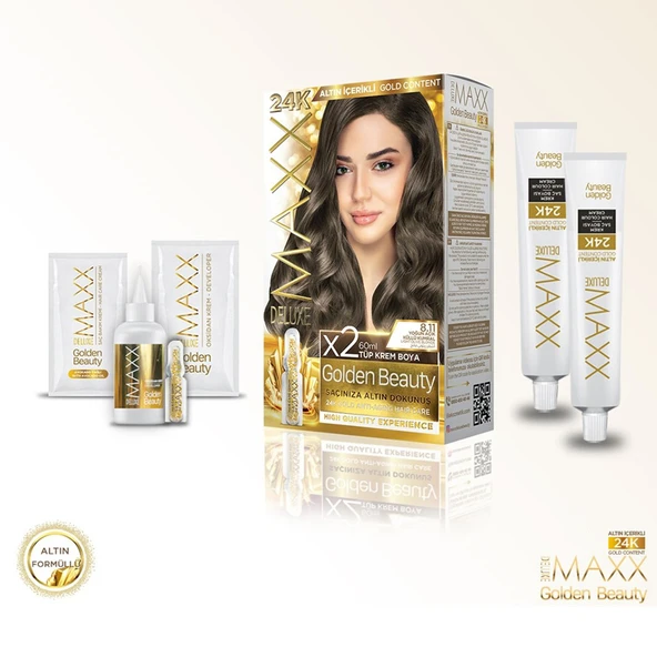 MAXX DELUXE GOLDEN BEAUTY 8 11 Yoğun Açık Küllü Kumral Set Boya - 3