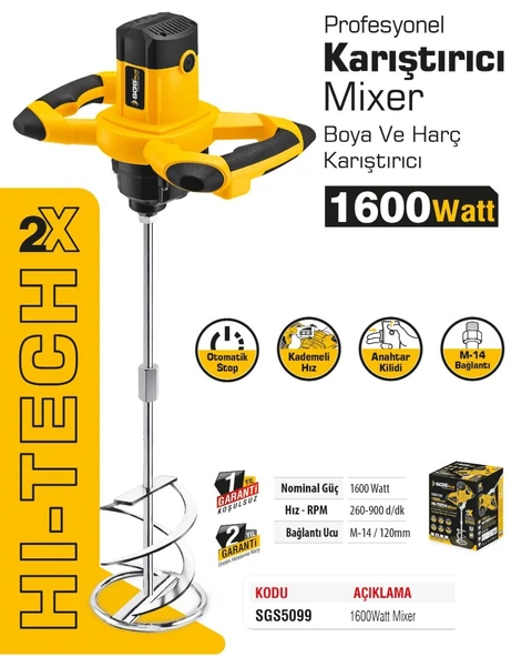 SGS5099 Profesyonel Boya ve Harç Karıştırıcı Mikseri 1600 Watt - 2