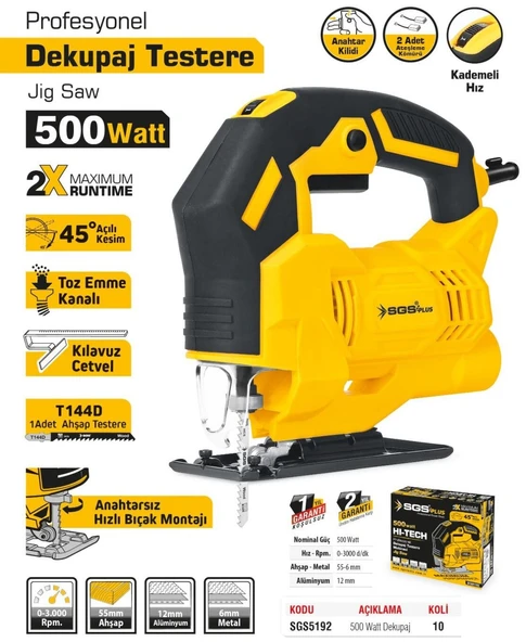 SGS5192 - Profesyonel Elektrikli Dekupaj Testere 500 Watt - 2
