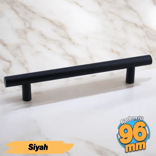 (10 Adet) Mia Mojan 96 mm Mat Siyah Metal Mobilya Mutfak Çekmece Dolap Dolabı Kulbu Kulpu Kulpları