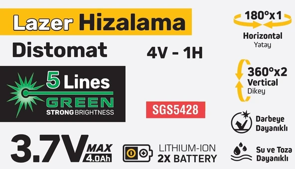 SGS5428 Lazer Hizalama Distomat Şakül 5 Yeşil Çizgi - 3